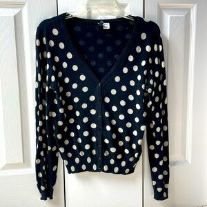 Polka dot, waist-length cardigan. B/W. H&M Divided. Small. Great price!